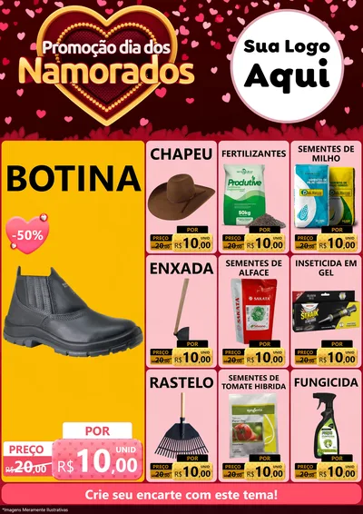 Modelo de Encarte para Encarte A4 Vertical com o tema Promoção Dia Dos Namorados para Agropecuária