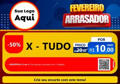 Modelo de Cartaz para Cartaz A4 Horizontal com o tema Fevereiro Arrasador para Hamburgueria