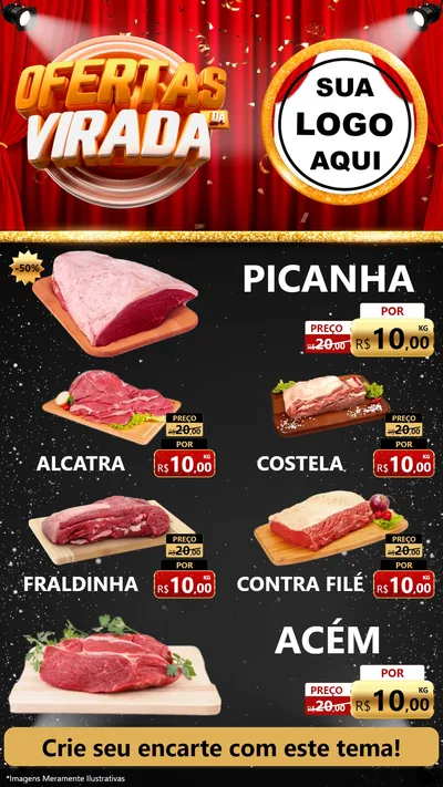 Modelo de TV para TV Vertical com o tema Ofertas da Virada para Açougue