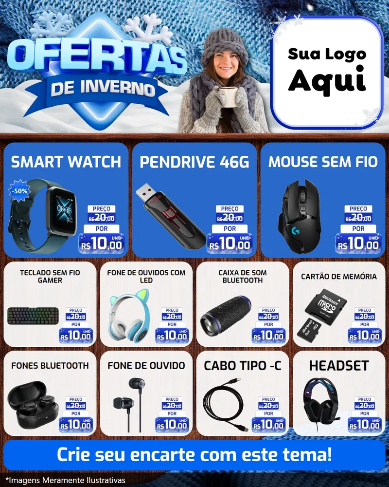 Modelo de Rede Social para Feed Instagram com o tema Ofertas de Inverno para Informática