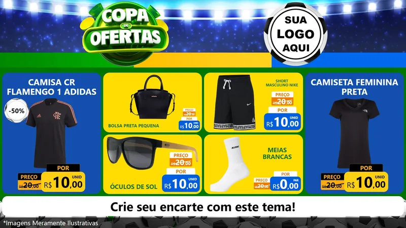 Modelo de TV para TV Horizontal com o tema Copa de Ofertas para Roupas e acessórios