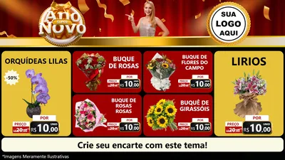 Modelo de TV para TV Horizontal com o tema Super Ano Novo para Floricultura e jardim