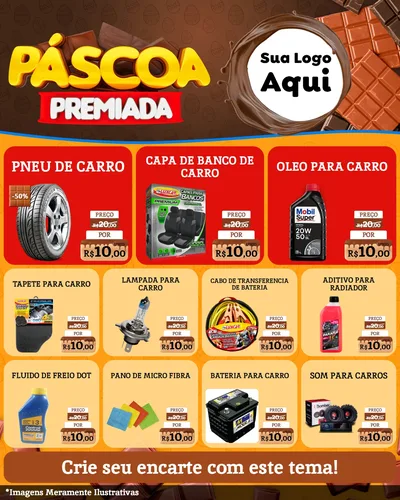 Modelo de Rede Social para Feed Instagram com o tema Páscoa Premiada para Auto peças