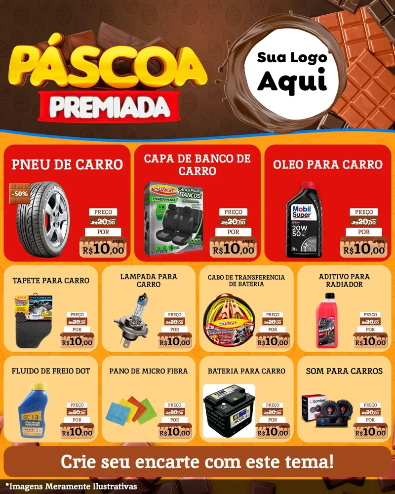 Modelo de Rede Social para Feed Instagram com o tema Páscoa Premiada para Auto peças