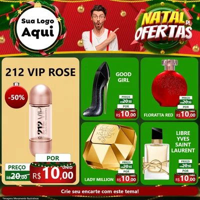 Modelo de Rede Social para Feed Facebook com o tema Natal de Ofertas para Perfumes