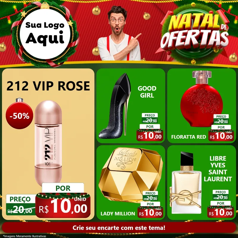 Modelo de Rede Social para Feed Facebook com o tema Natal de Ofertas para Perfumes
