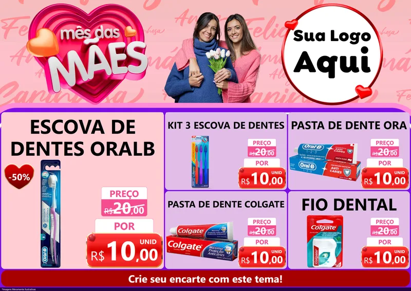 Modelo de Encarte para Encarte A4 Horizontal com o tema Mês Das Mães para Higiene Pessoal