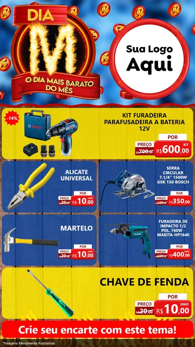 Modelo de TV para TV Vertical com o tema Dia M - O Dia Mais Barato Do Mês para Maquinas e Ferramentas
