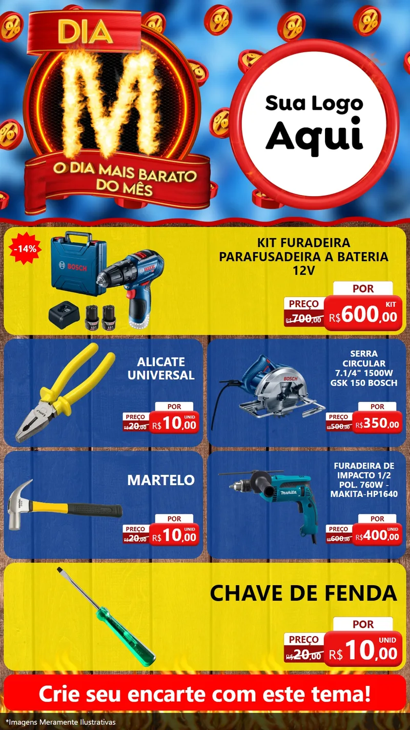 Modelo de TV para TV Vertical com o tema Dia M - O Dia Mais Barato Do Mês para Maquinas e Ferramentas