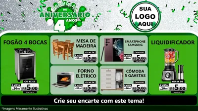 Modelo de TV para TV Horizontal com o tema Promoção de Aniversário - 4 Anos para Móveis e Eletro