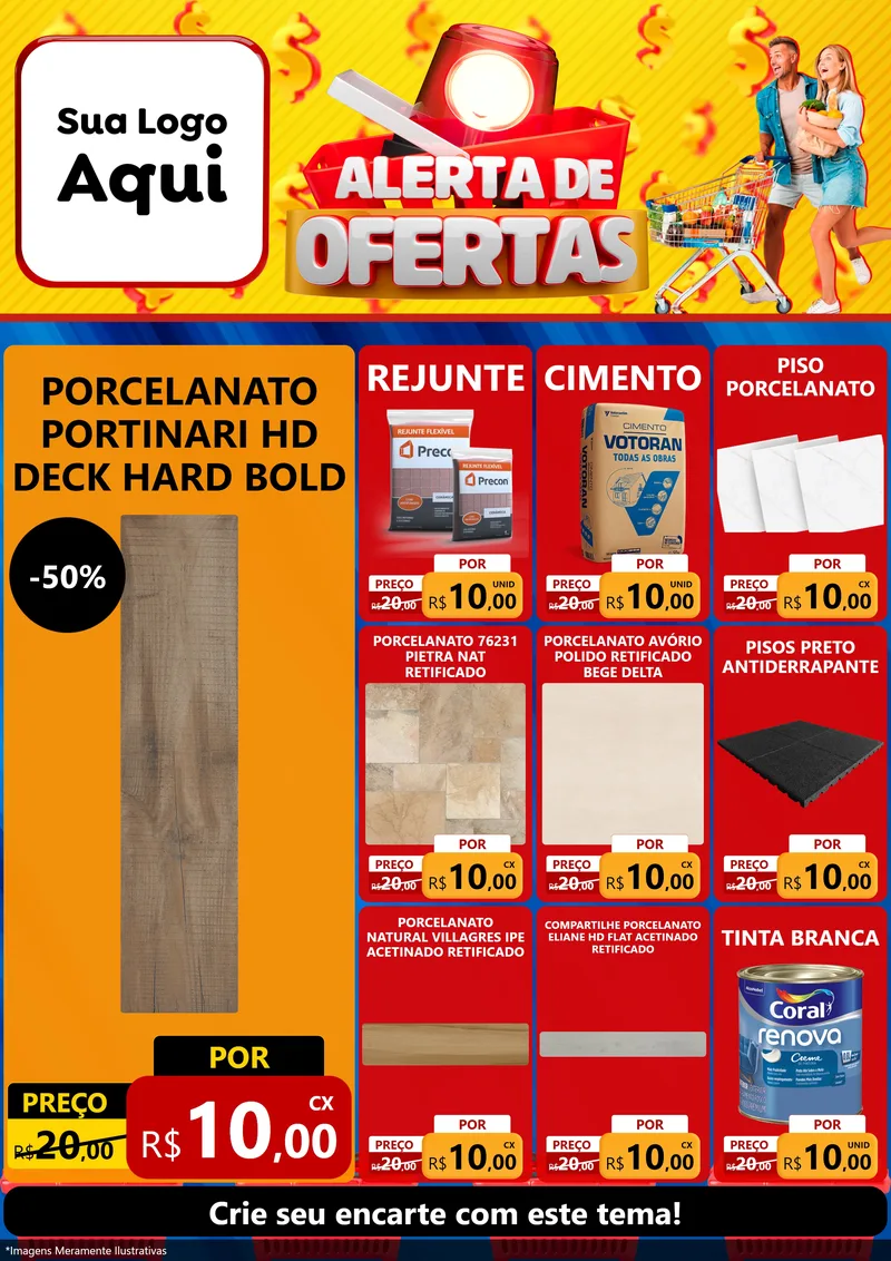 Modelo de Encarte para Encarte A4 Vertical com o tema Alerta de Ofertas para Pisos e revestimentos
