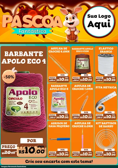 Modelo de Encarte para Encarte A4 Vertical com o tema Páscoa Fantástica para Armarinho e Aviamentos