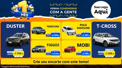Modelo de TV para TV Horizontal com o tema Um Mês de Aniversário para Concessionaria de Carros