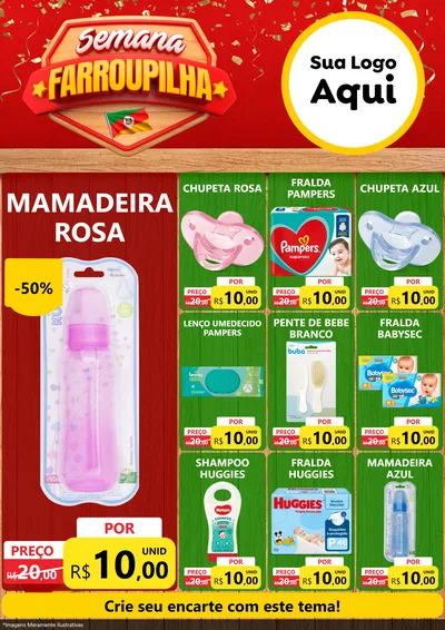 Modelo de Encarte para Encarte A4 Vertical com o tema Semana Farroupilha para Bebês