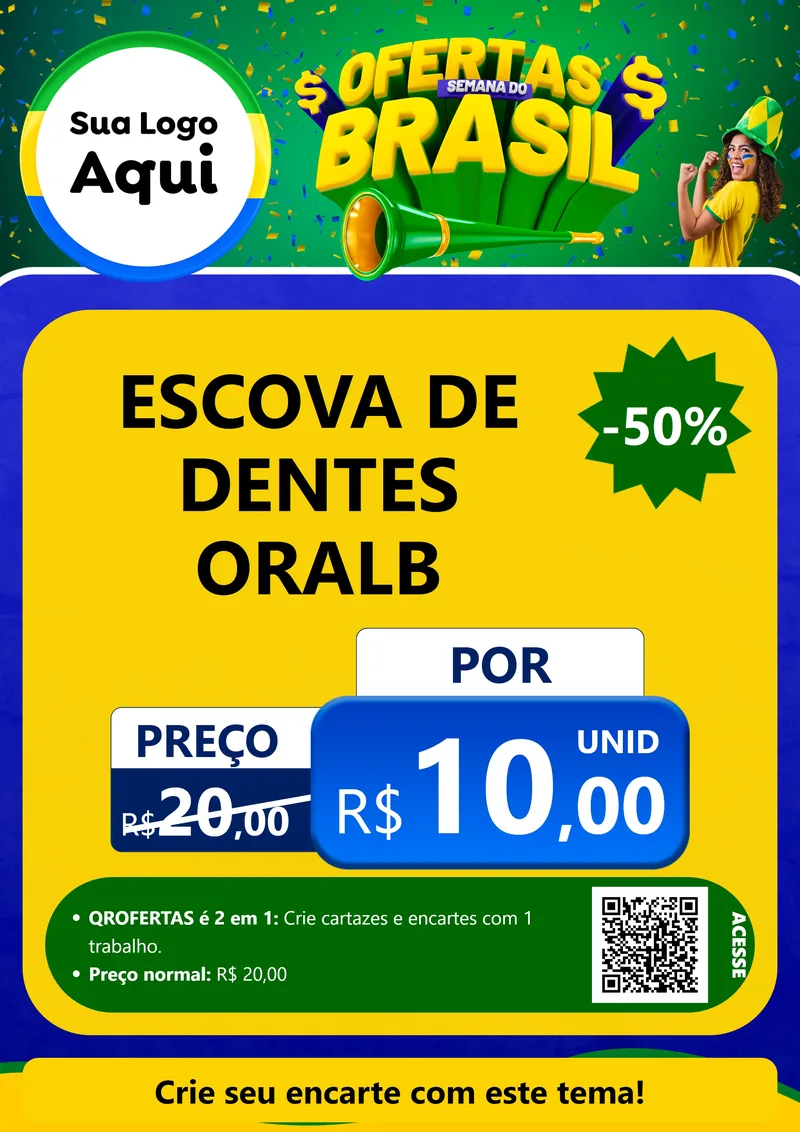 Modelo de Cartaz para Cartaz A4 Vertical com o tema Ofertas Semana do Brasil para Higiene Pessoal