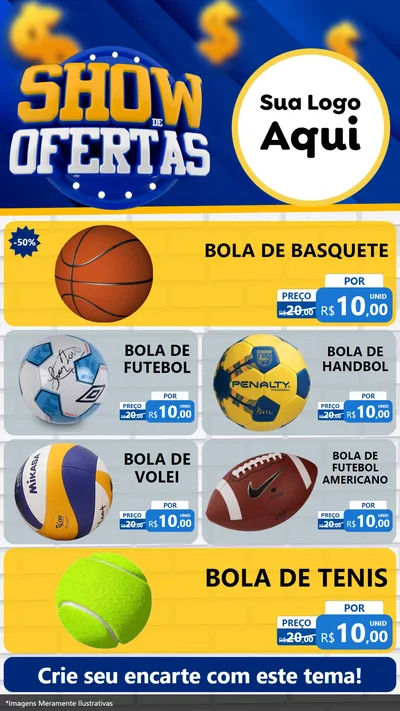 Modelo de TV para TV Vertical com o tema Show de Ofertas para Artigos Esportivos