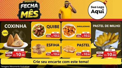 Modelo de TV para TV Horizontal com o tema Operação Fecha Mês para Salgadaria
