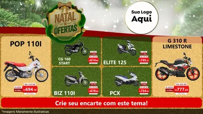 Modelo de TV para TV Horizontal com o tema Ofertas de Natal para Concessionaria de Motos