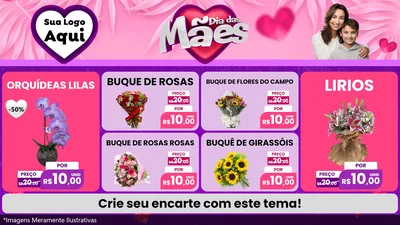 Modelo de TV para TV Horizontal com o tema Dia das Mães para Floricultura e jardim