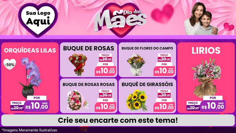 Modelo de TV para TV Horizontal com o tema Dia das Mães para Floricultura e jardim
