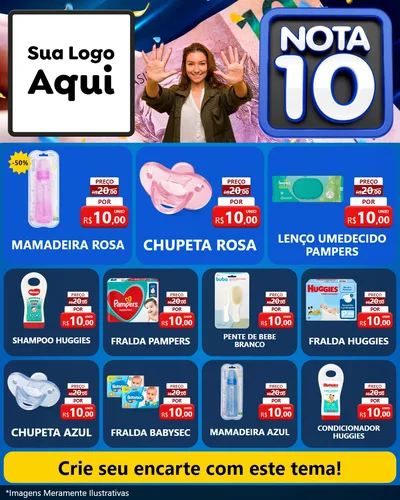 Modelo de Rede Social para Feed Instagram com o tema Nota 10 para Bebês
