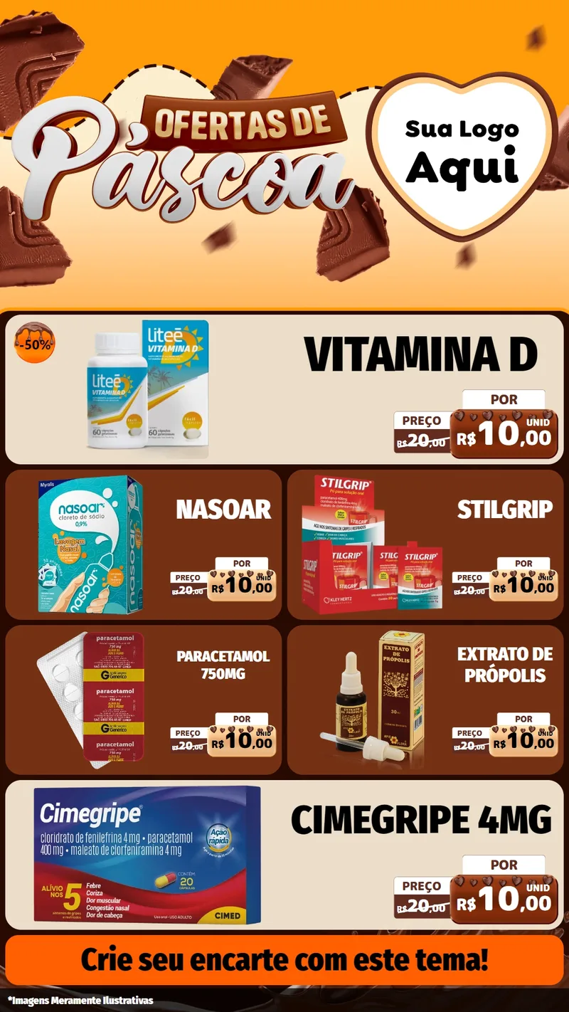 Modelo de TV para TV Vertical com o tema Ofertas de Páscoa para Farmácia