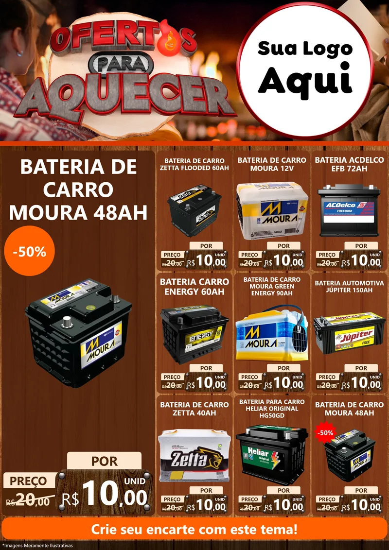 Modelo de Encarte para Encarte A4 Vertical com o tema Ofertas Para Aquecer para Baterias Elétricas