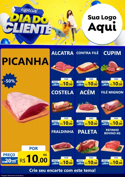 Modelo de Encarte para Encarte A4 Vertical com o tema Especial Dia do Cliente para Açougue