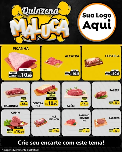 Modelo de Rede Social para Feed Instagram com o tema Quinzena Maluca para Açougue