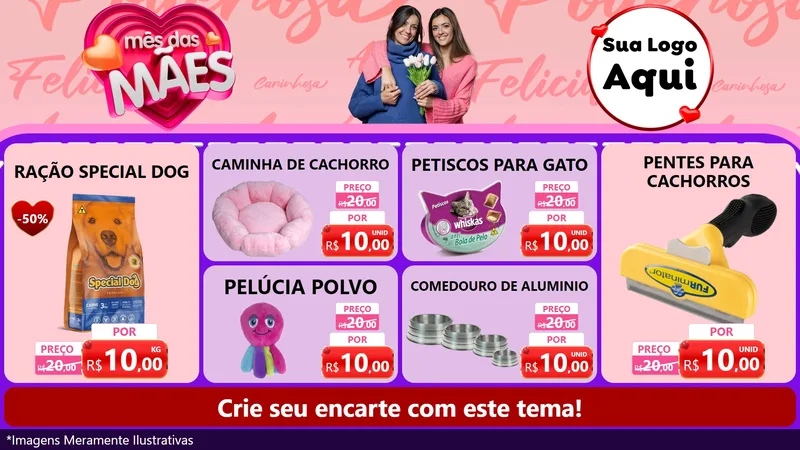 Modelo de TV para TV Horizontal com o tema Mês Das Mães para Pet Shop
