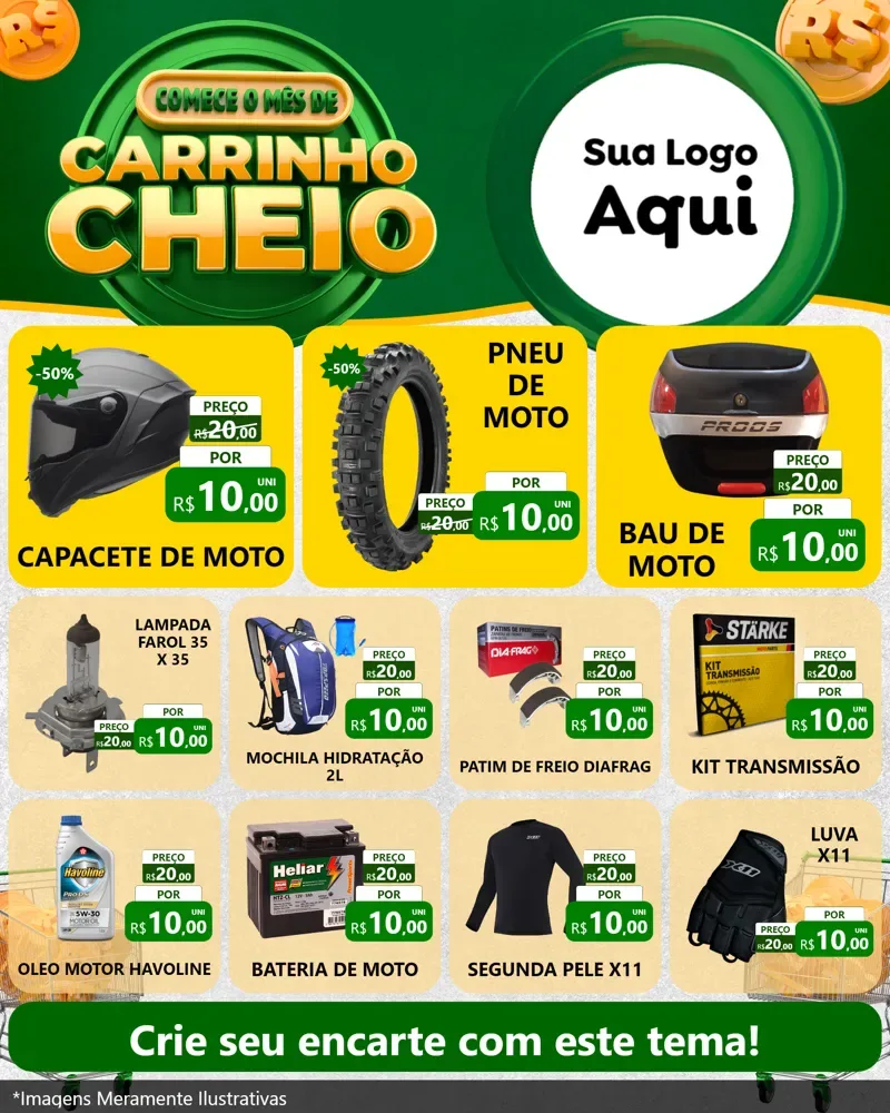 Modelo de Rede Social para Feed Instagram com o tema Carrinho Cheio para Moto peças