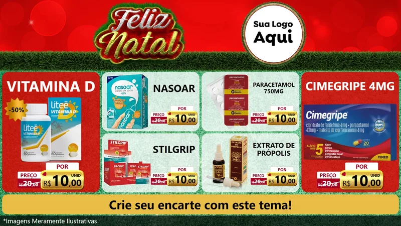 Modelo de TV para TV Horizontal com o tema Feliz Natal para Farmácia