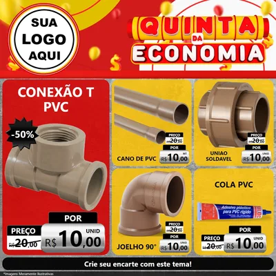 Modelo de Rede Social para Feed Facebook com o tema Quinta da Economia para Tubos e conexões
