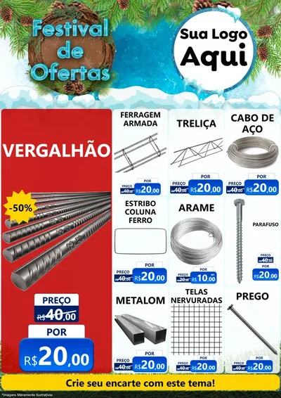 Modelo de Encarte para Encarte A4 Vertical com o tema Festival de Ofertas - Inverno para Ferragens