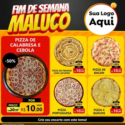 Modelo de Rede Social para Feed Facebook com o tema Final de Semana Maluco para Pizzaria