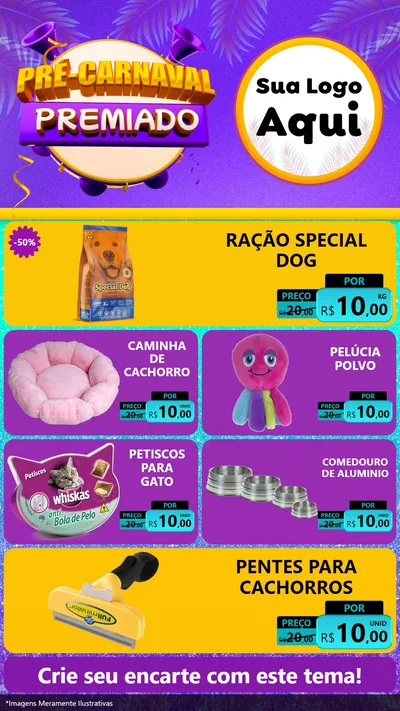 Modelo de TV para TV Vertical com o tema Pré-Carnaval Premiado para Pet Shop