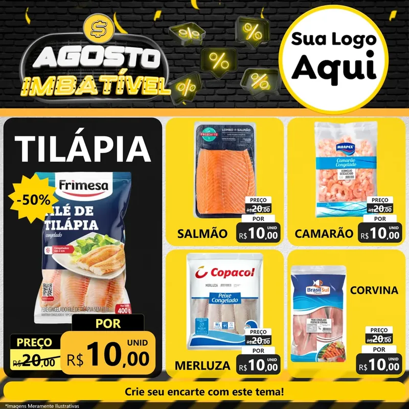Modelo de Rede Social para Feed Facebook com o tema Agosto Imbatível para Peixaria