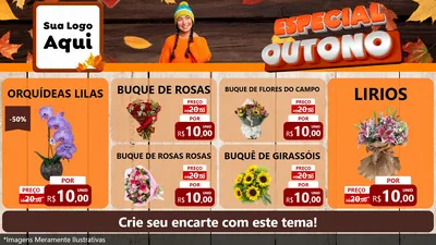 Modelo de TV para TV Horizontal com o tema Especial Outono para Floricultura e jardim