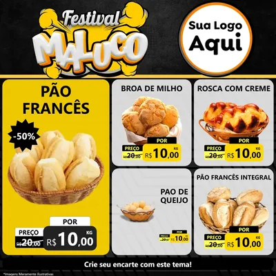 Modelo de Rede Social para Feed Facebook com o tema Festival Maluco para Padaria