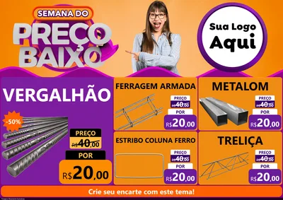 Modelo de Encarte para Encarte A4 Horizontal com o tema Semana do Preço Baixo para Ferragens
