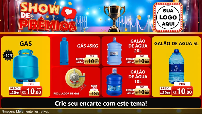 Modelo de TV para TV Horizontal com o tema Show de Prêmios para Água e gás