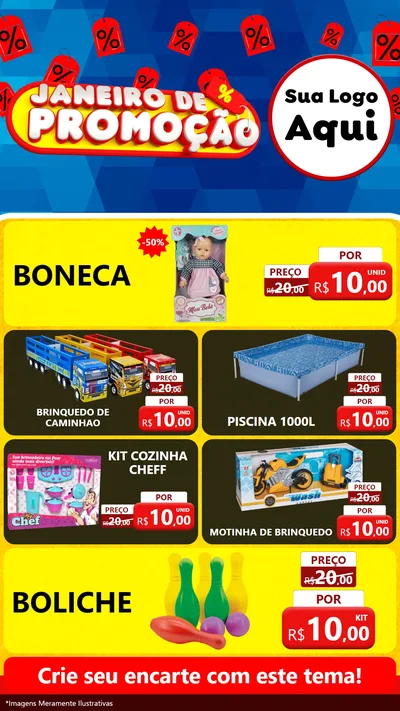 Modelo de TV para TV Vertical com o tema Janeiro de Promoção para Brinquedos