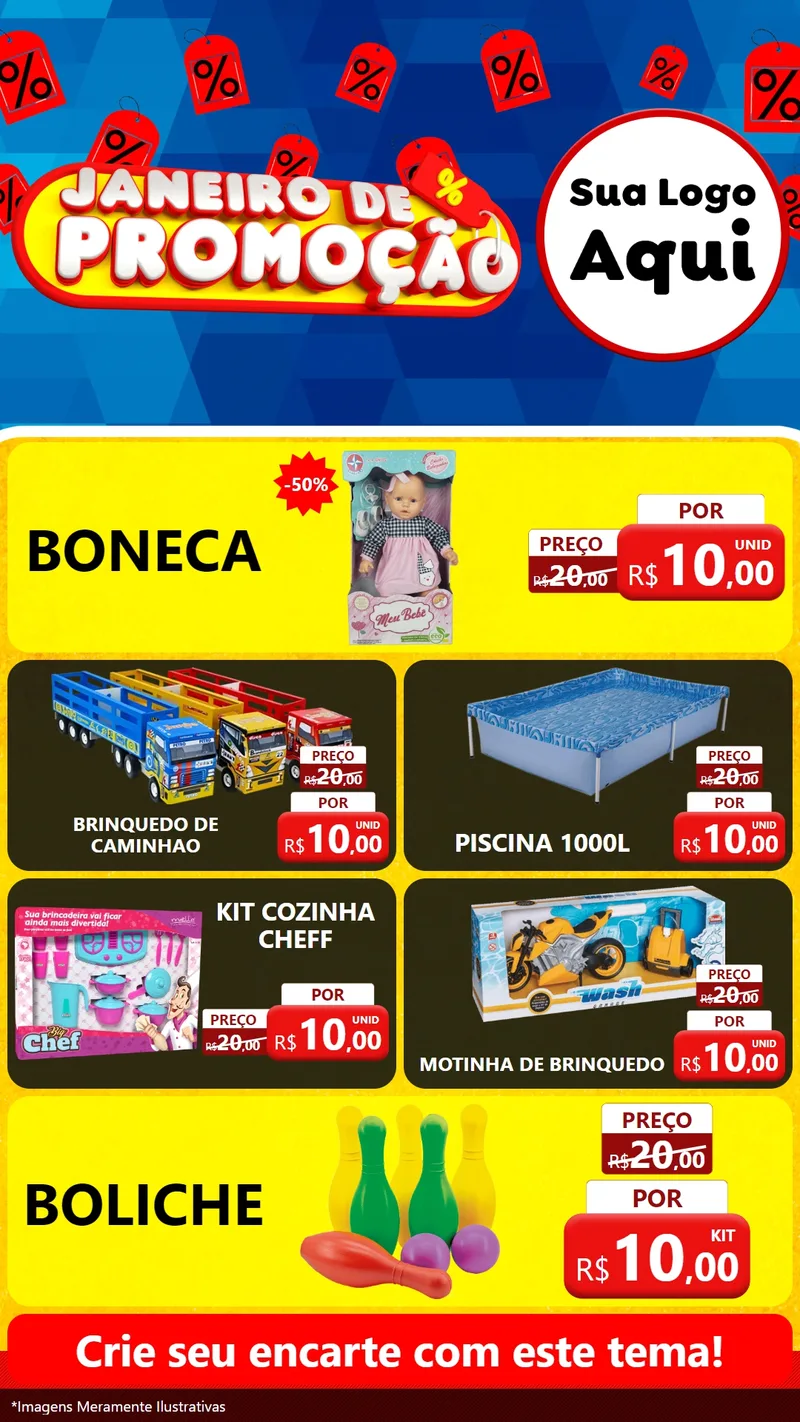 Modelo de TV para TV Vertical com o tema Janeiro de Promoção para Brinquedos