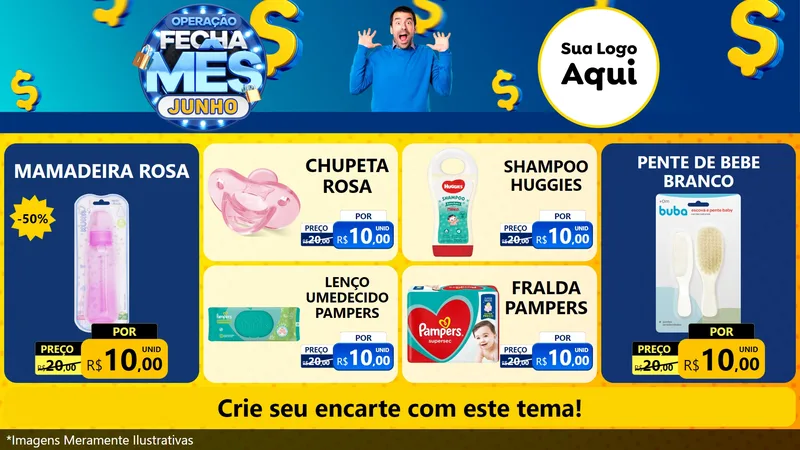 Modelo de TV para TV Horizontal com o tema Operação Fecha Mês, Junho para Bebês