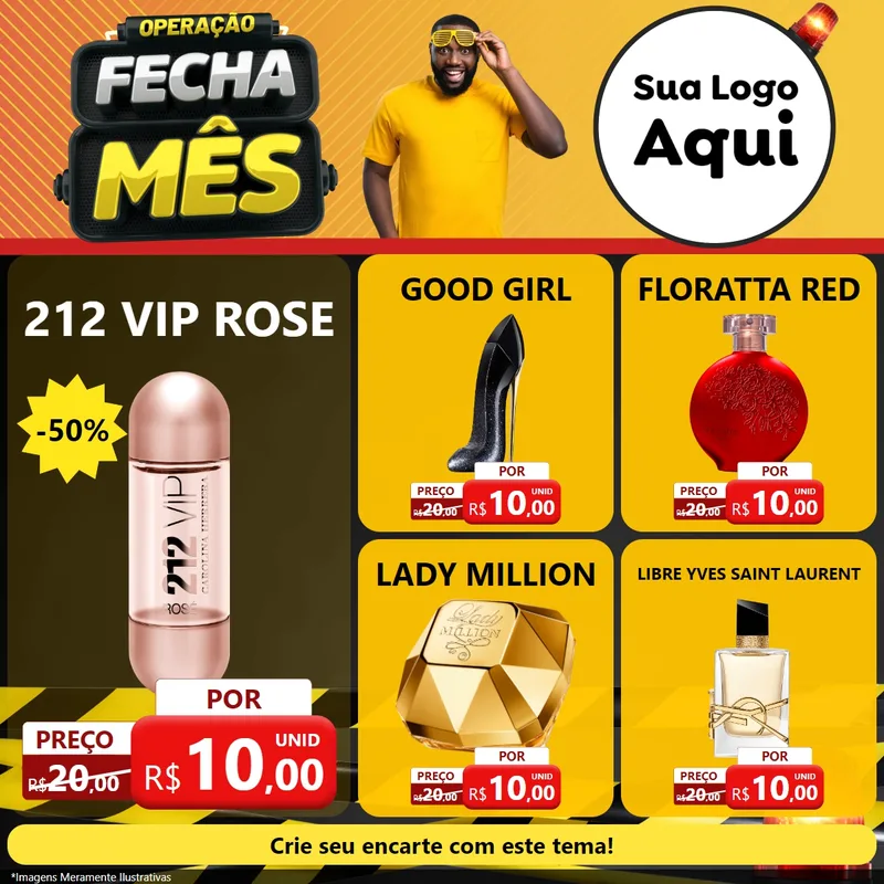 Modelo de Rede Social para Feed Facebook com o tema Operação Fecha Mês para Perfumes