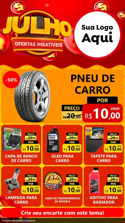 Modelo de Rede Social para Stories com o tema Julho Ofertas Imbatíveis para Auto peças