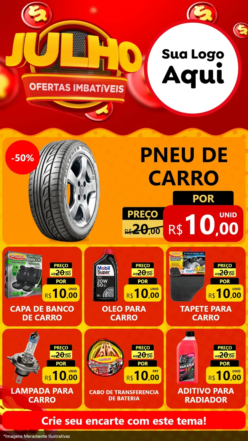 Modelo de Rede Social para Stories com o tema Julho Ofertas Imbatíveis para Auto peças
