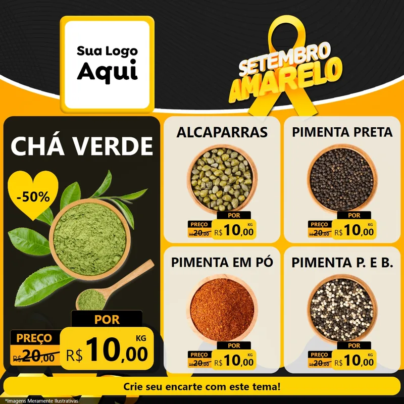 Modelo de Rede Social para Feed Facebook com o tema Setembro Amarelo para Produtos Naturais