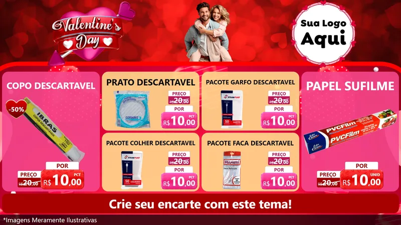 Modelo de TV para TV Horizontal com o tema Valentine's Day para Embalagens