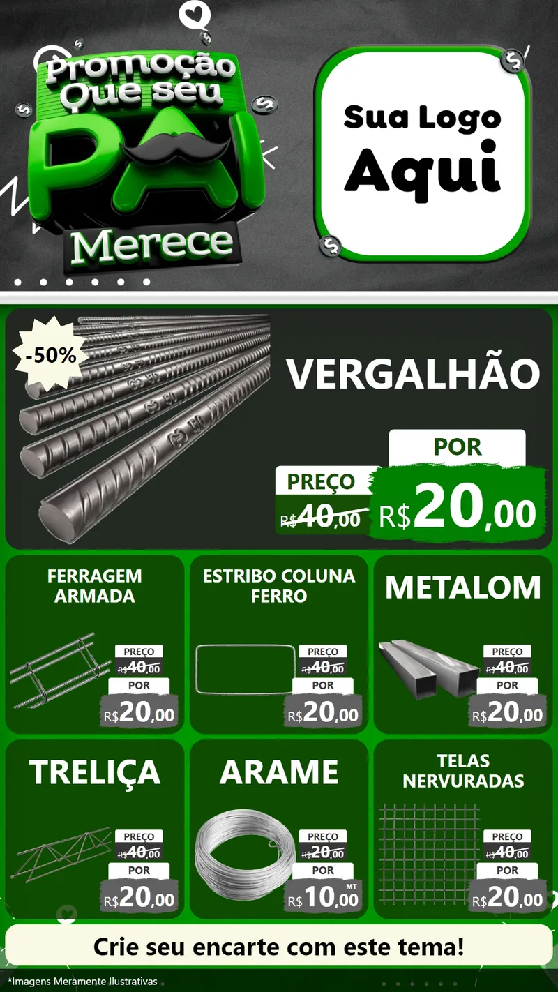 Modelo de Rede Social para Stories com o tema Promoção Que seu Pai Merece para Ferragens
